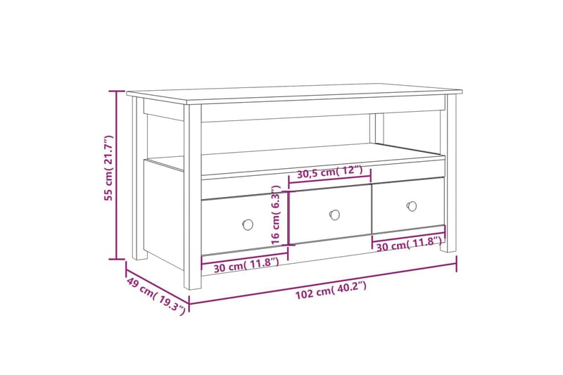 beBasic Soffbord 102x49x55 cm massiv furu - Brown - Möbler - Bord & matgrupp - Soffbord