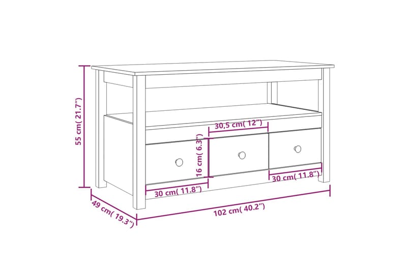 beBasic Soffbord vit 102x49x55 cm massiv furu - White - Möbler - Bord & matgrupp - Soffbord