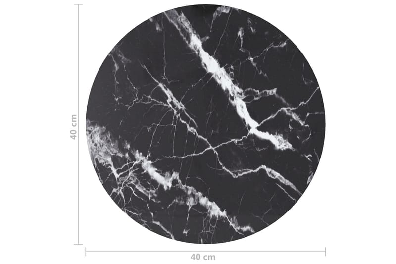 Bordsskiva svart Ã˜40x0,8 cm härdat glas med marmortextur - Svart - Möbler - Bord & matgrupp - Bordstillbehör - Bordsskiva