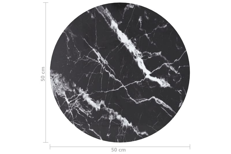 Bordsskiva svart Ã˜50x0,8 cm härdat glas med marmortextur - Svart - Möbler - Bord & matgrupp - Bordstillbehör - Bordsskiva