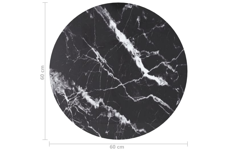 Bordsskiva svart Ã˜60x0,8 cm härdat glas med marmortextur - Svart - Möbler - Bord & matgrupp - Bordstillbehör - Bordsskiva