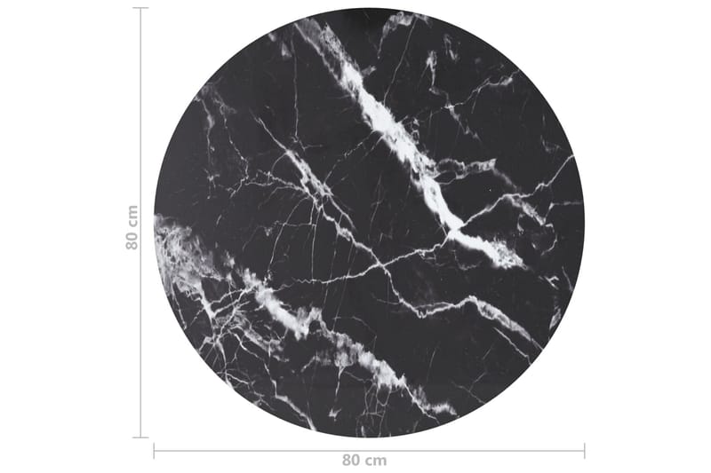 Bordsskiva svart Ã˜80x1 cm härdat glas med marmortextur - Svart - Möbler - Bord & matgrupp - Bordstillbehör - Bordsskiva