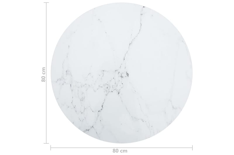 Bordsskiva vit Ã˜80x1 cm härdat glas med marmortextur - Vit - Möbler - Bord & matgrupp - Bordstillbehör - Bordsskiva