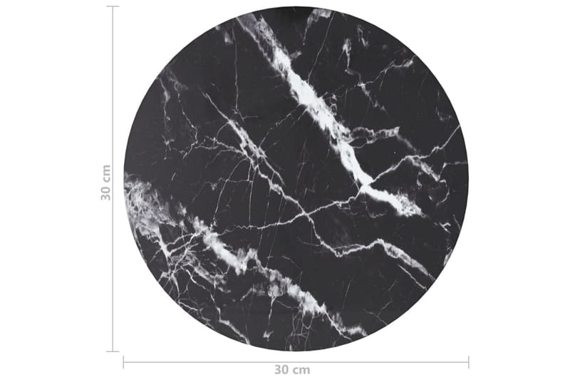 Bordsskiva svart Ã˜30x0,8 cm härdat glas med marmortextur - Svart - Möbler - Bord & matgrupp - Bordstillbehör - Bordsskiva