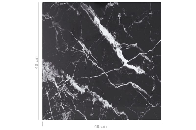 Bordsskiva svart 40x40 cm 6 mm härdat glas med marmortextur - Svart - Möbler - Bord & matgrupp - Bordstillbehör - Bordsskiva