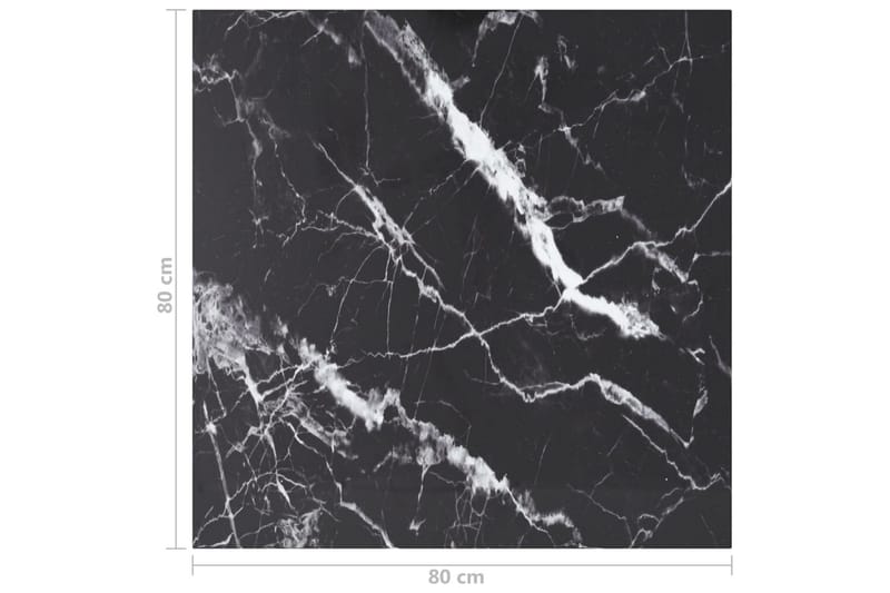 Bordsskiva svart 80x80 cm 6 mm härdat glas med marmortextur - Svart - Möbler - Bord & matgrupp - Bordstillbehör - Bordsskiva