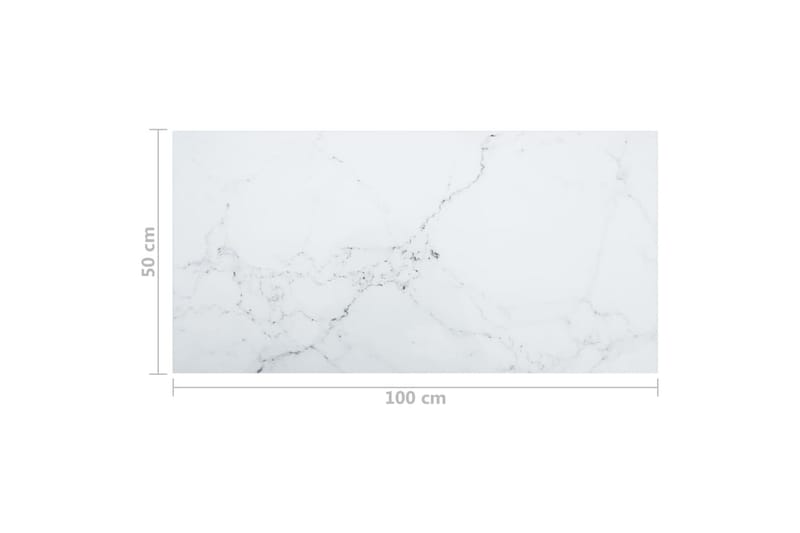 Bordsskiva vit 100x50 cm 6 mm härdat glas med marmortextur - Vit - Möbler - Bord & matgrupp - Bordstillbehör - Bordsskiva