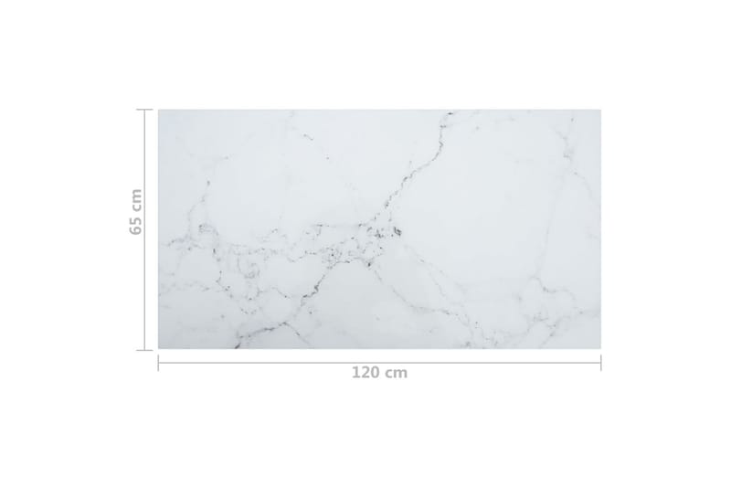 Bordsskiva vit 120x65 cm 8 mm härdat glas med marmortextur - Vit - Möbler - Bord & matgrupp - Bordstillbehör - Bordsskiva