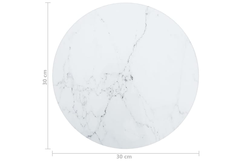 Bordsskiva vit Ã˜30x0,8 cm härdat glas med marmortextur - Vit - Möbler - Bord & matgrupp - Bordstillbehör - Illäggsskiva