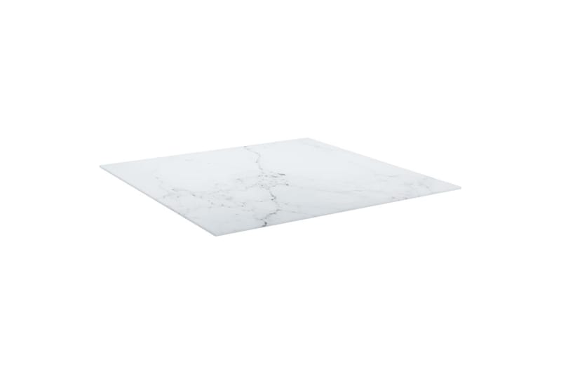 Bordsskiva vit 80x80 cm 6 mm härdat glas med marmortextur - Vit - Möbler - Bord & matgrupp - Bordstillbehör - Illäggsskiva