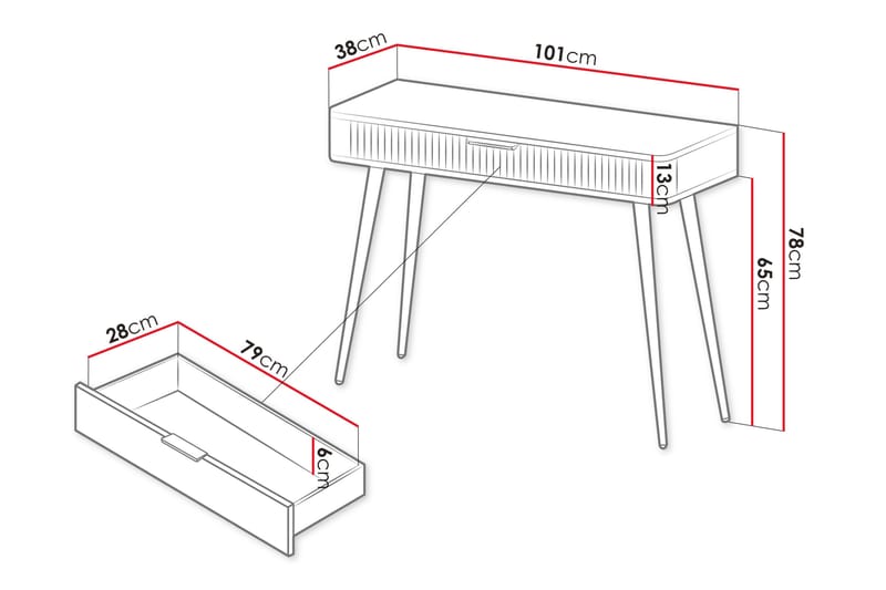 Forba Sminkbord 101 cm - Beige - Möbler - Bord & matgrupp - Sminkbord & toalettbord