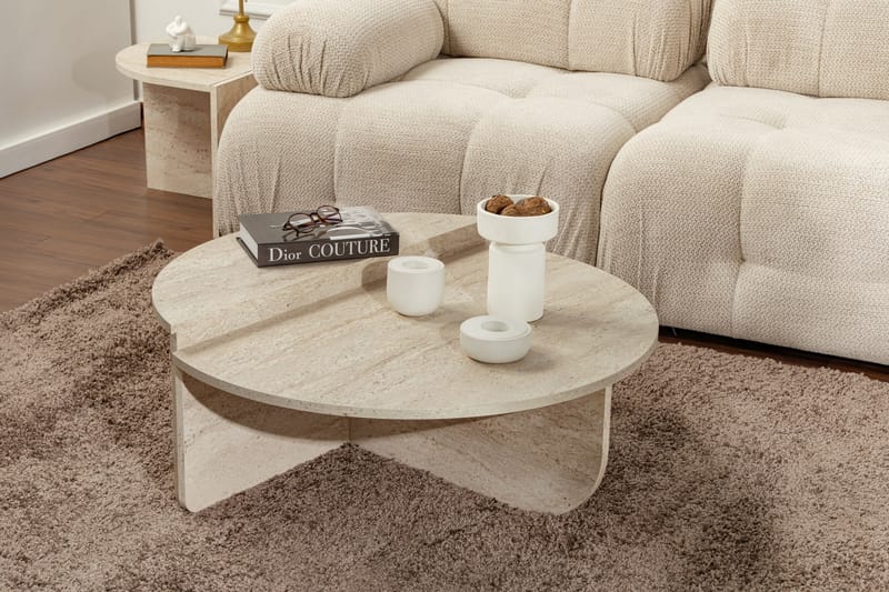 Georgette Soffbord 90 cm - Travertine - Möbler - Bord & matgrupp - Soffbord