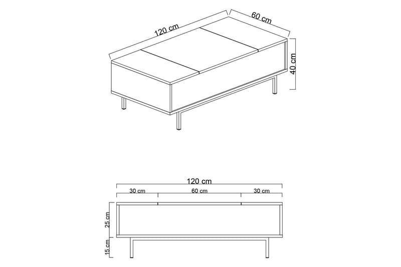 Germaine Soffbord 120 cm - Antracit/Vit/Svart - Möbler - Bord & matgrupp - Soffbord