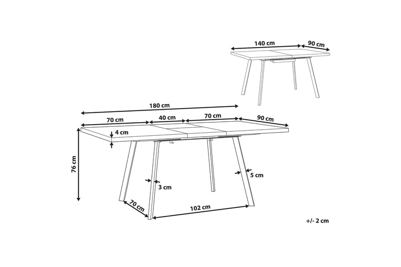 Matbord Hadham 180 cm Hopfällbart - Ljusbrun/Svart - Klaffbord & hopfällbart bord - Matbord & köksbord