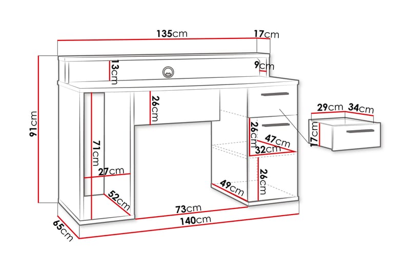 Ayora Skrivbord 65x140 cm - Vit - Möbler - Bord & matgrupp - Kontorsbord - Skrivbord