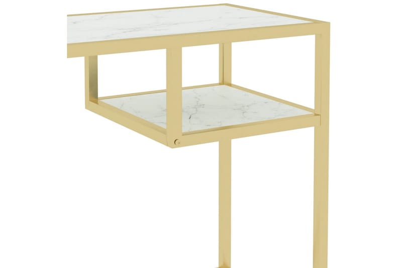 Datorbord vit och guld 100x36x74 cm glas - Vit - Möbler - Bord & matgrupp - Kontorsbord - Skrivbord