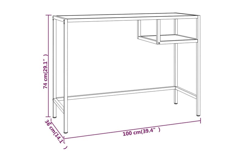 Datorbord vit och guld 100x36x74 cm glas - Vit - Möbler - Bord & matgrupp - Kontorsbord - Skrivbord