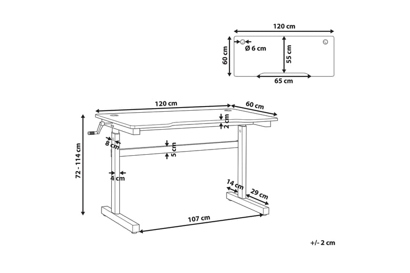 Durbine Gamingbord 120x60 cm Rektangulär - Svart - Möbler - Bord & matgrupp - Kontorsbord - Gamingbord