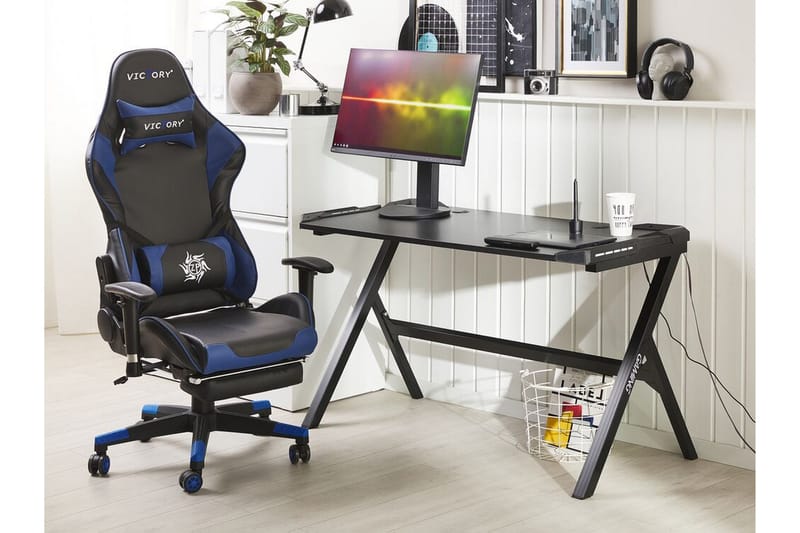 Gamingbord Lynnfield 120 cm med LED-belysning - Svart/Grå - Möbler - Bord & matgrupp - Kontorsbord - Gamingbord