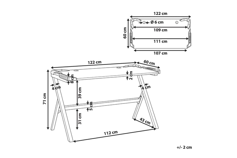 Gamingbord Lynnfield 120 cm med LED-belysning - Svart/Grå - Möbler - Bord & matgrupp - Kontorsbord - Gamingbord