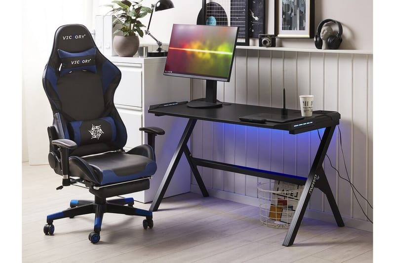 Gamingbord Lynnfield 120 cm med LED-belysning - Svart/Grå - Möbler - Bord & matgrupp - Kontorsbord - Gamingbord