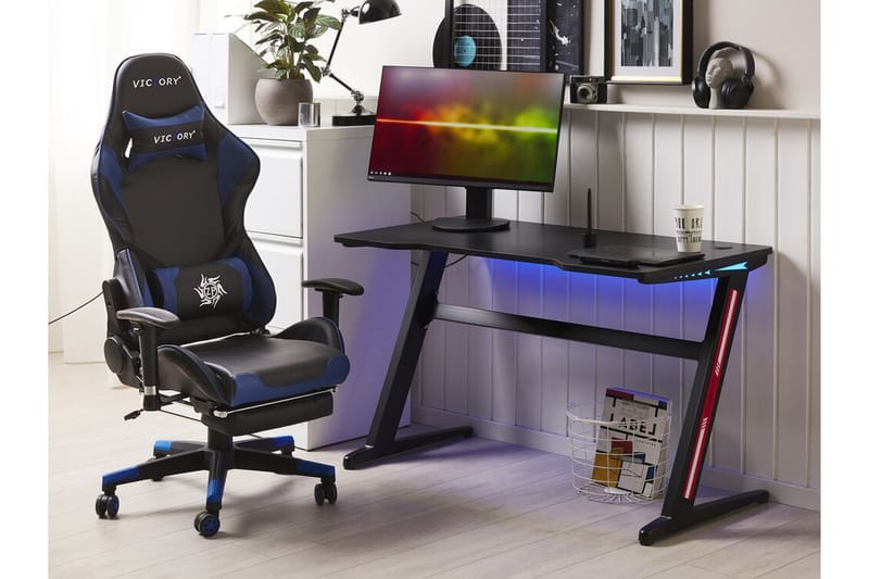 Gamingbord Storden 120 cm med LED-belysning - Grå/Svart - Möbler - Bord & matgrupp - Kontorsbord - Gamingbord