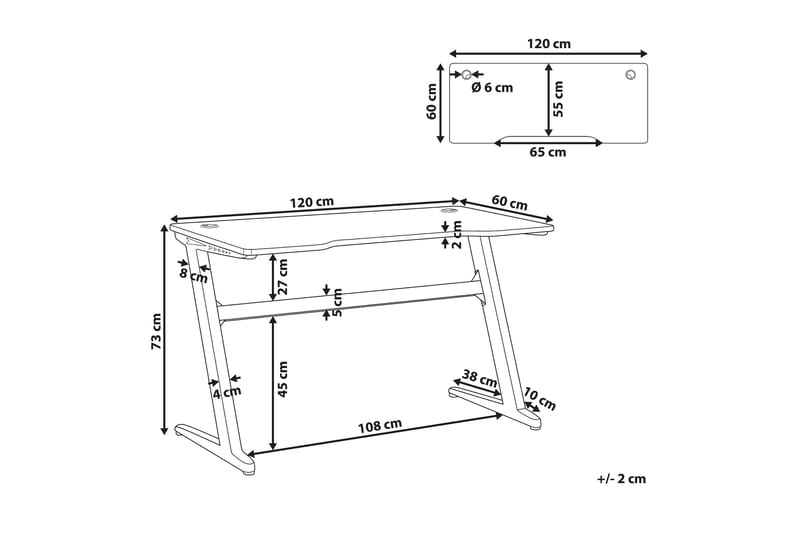 Gamingbord Storden 120 cm med LED-belysning - Grå/Svart - Möbler - Bord & matgrupp - Kontorsbord - Gamingbord