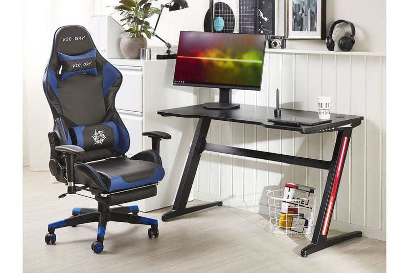 Gamingbord Storden 120 cm med LED-belysning - Grå/Svart - Möbler - Bord & matgrupp - Kontorsbord - Gamingbord