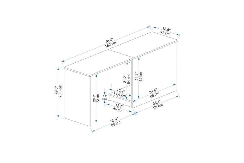 Skrivbord Akser 47x180 cm - Brun/Antracit - Möbler - Bord & matgrupp - Kontorsbord - Skrivbord