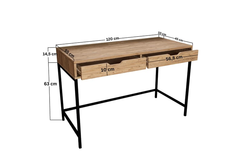 Skrivbord Atlas 55x120 cm - Brun - Möbler - Bord & matgrupp - Kontorsbord - Skrivbord