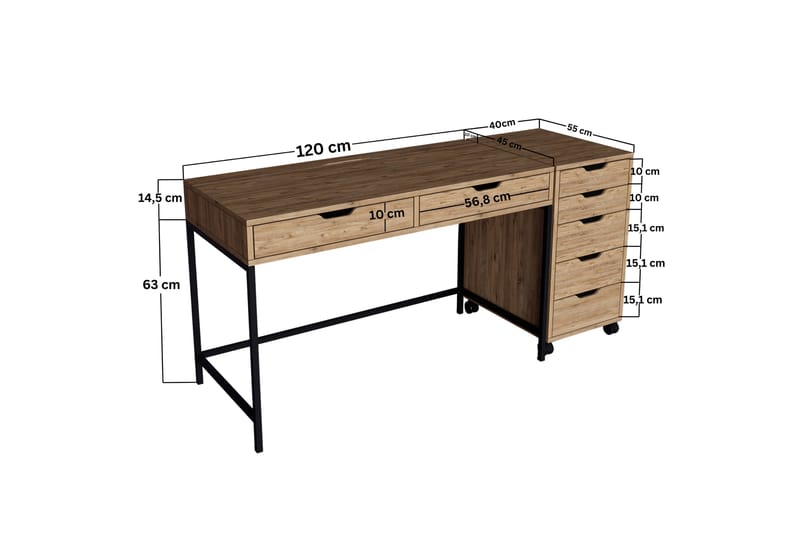 Skrivbord Atlas 55x160 cm - Brun - Möbler - Bord & matgrupp - Kontorsbord - Skrivbord