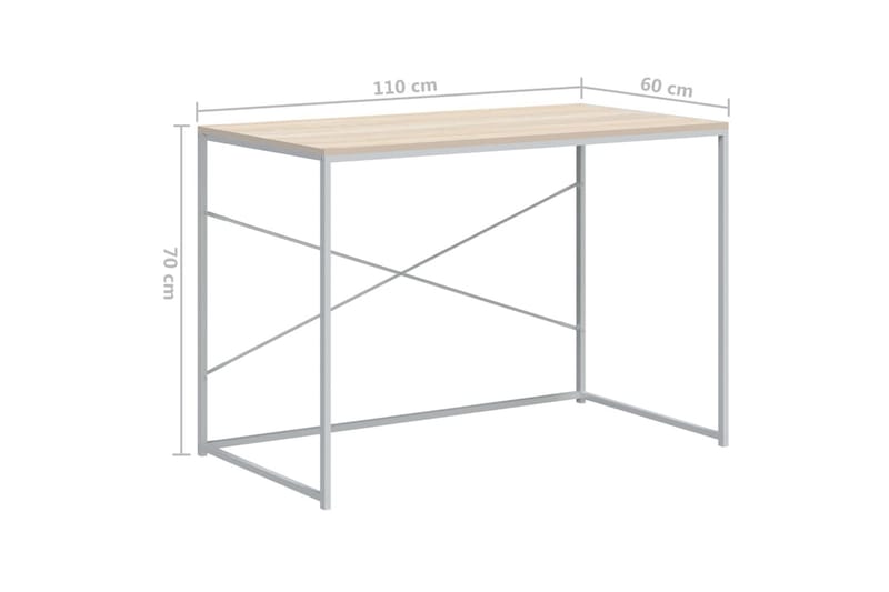 Datorbord vit och ek 110x60x70 cm spånskiva - Brun - Möbler - Bord & matgrupp - Kontorsbord - Skrivbord