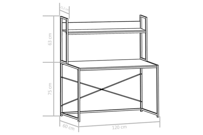 Datorbord vit och ek 120x60x138 cm - Vit - Möbler - Bord & matgrupp - Kontorsbord - Skrivbord