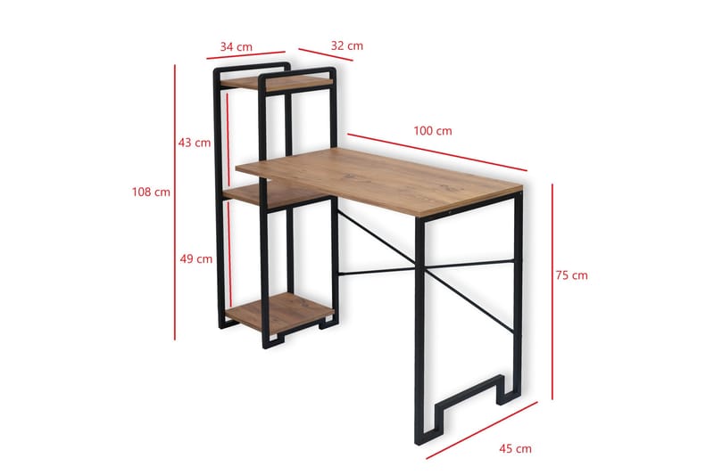 Skrivbord Eion 108x45 cm - Brun/Svart - Möbler - Bord & matgrupp - Kontorsbord - Skrivbord