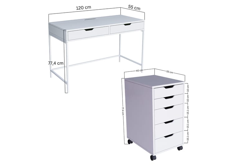 Skrivbord Esinler 55x120 cm - Vit - Möbler - Bord & matgrupp - Kontorsbord - Skrivbord