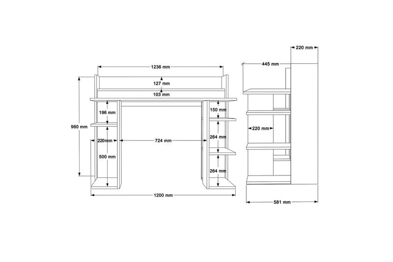 Skrivbord Ezzo 58,1x123,6 cm - Vit - Möbler - Bord & matgrupp - Kontorsbord - Skrivbord