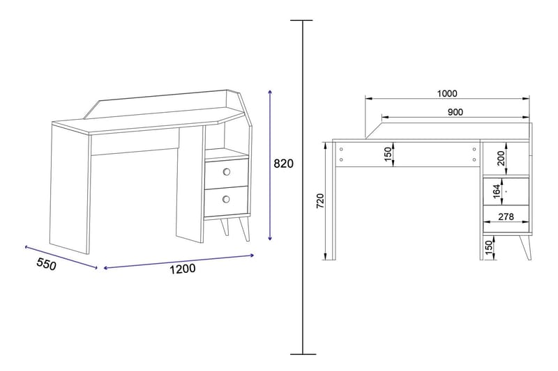 Skrivbord Hafing 120x55 cm Vit - Hanah Home - Möbler - Bord & matgrupp - Kontorsbord - Skrivbord