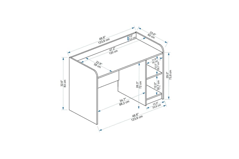 Skrivbord Luses 23,6x123,6 cm - Brun/Beige - Möbler - Bord & matgrupp - Kontorsbord - Skrivbord