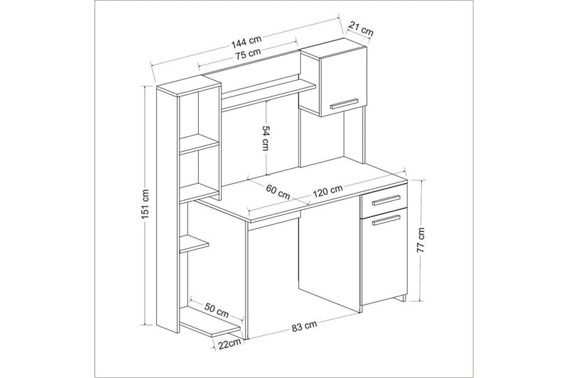 Skrivbord Nagda 60x120 cm - Vit - Möbler - Bord & matgrupp - Kontorsbord - Skrivbord