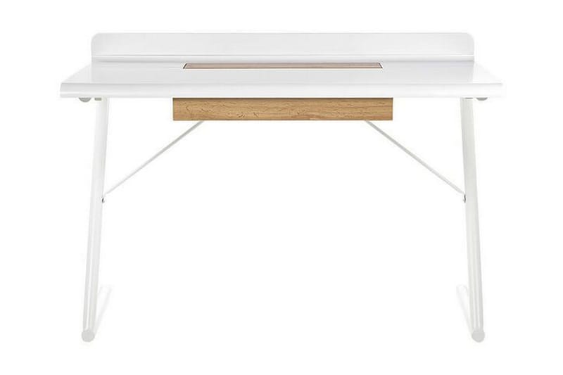Skrivbord 120 x 60 cm vit/ljust trä FOCUS - Vit - Skrivbord - Datorbord - Klaffbord & hopfällbart bord - Marmorbord - Höj och sänkbart skrivbord