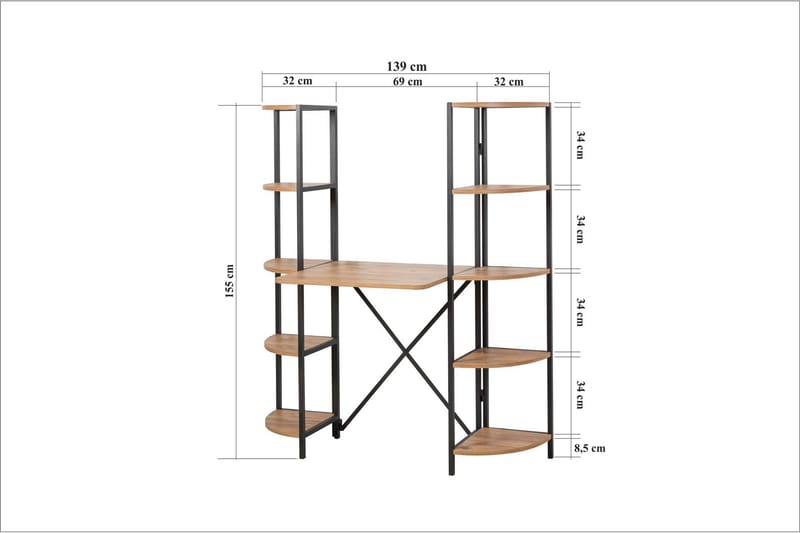 Skrivbord Aura 139 cm - Brun/Svart - Skrivbord - Datorbord