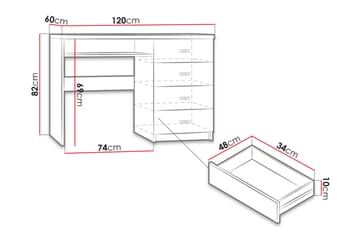 Skrivbord Chatard 120 cm med Förvaring 4 Lådor + Hylla - Vit - Möbler - Bord & matgrupp - Kontorsbord - Skrivbord