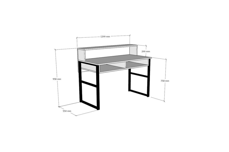 Skrivbord Dehana 120 cm med Förvaring 2 Hyllor - Valnötsbrun/Svart - Möbler - Bord & matgrupp - Kontorsbord - Skrivbord