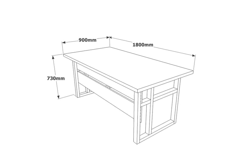 Skrivbord Dewat 180 cm - Teak/Antracit - Möbler - Bord & matgrupp - Kontorsbord - Skrivbord