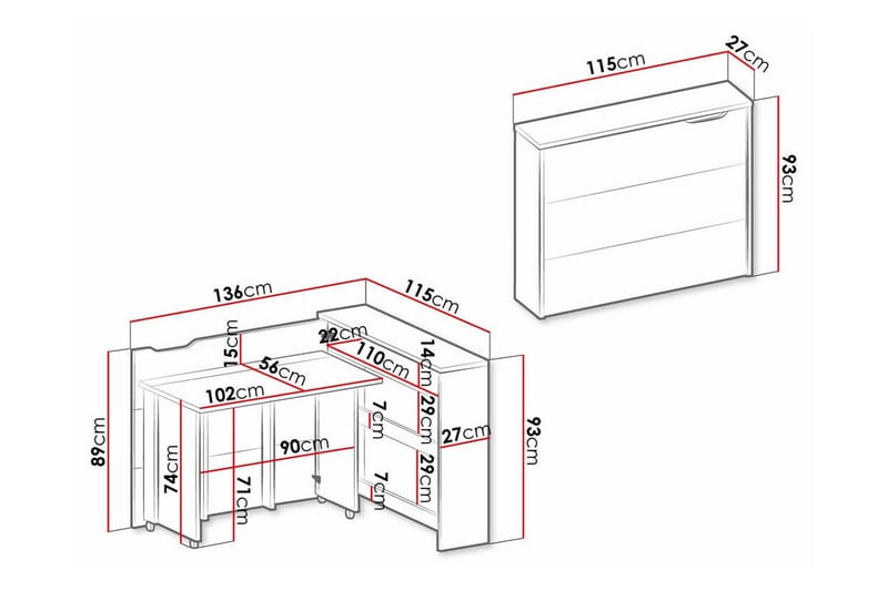 Skrivbord Grianan 136 cm - Brun - Möbler - Bord & matgrupp - Kontorsbord - Skrivbord