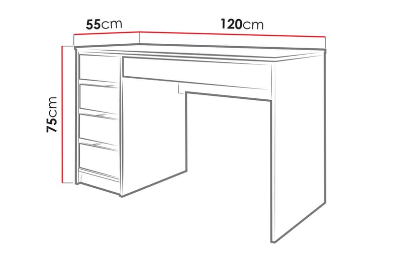 Skrivbord Harland 120 cm med 5 Förvaringslådor - Vit - Möbler - Bord & matgrupp - Kontorsbord - Skrivbord