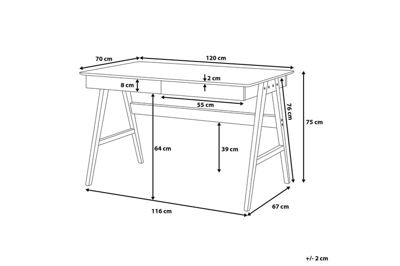 Skrivbord Hermsen 120 cm 2 Lådor - Ljusbrun - Möbler - Bord & matgrupp - Kontorsbord - Skrivbord