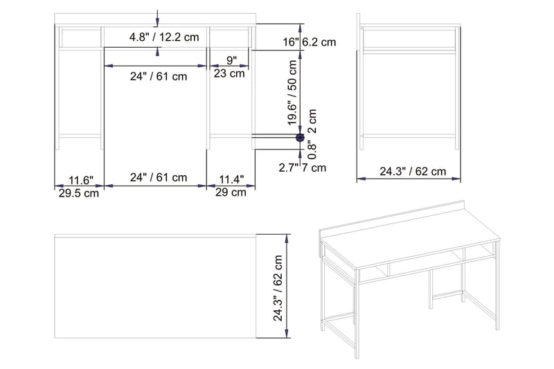 Skrivbord Kerkejaure 120 cm med Förvaring 3 Hyllor - Guld - Möbler - Bord & matgrupp - Kontorsbord - Skrivbord