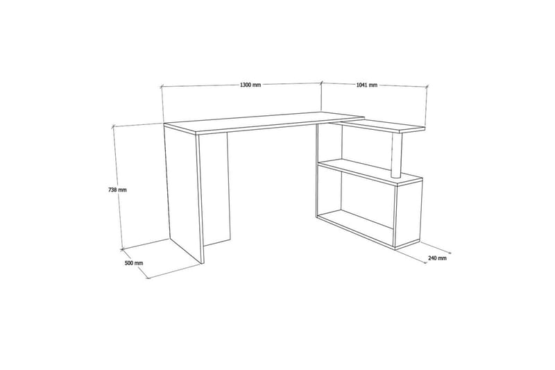 Skrivbord Kvarnbo 130 cm med Förvaring 2 Hyllor - Ljusbrun - Möbler - Bord & matgrupp - Kontorsbord - Skrivbord