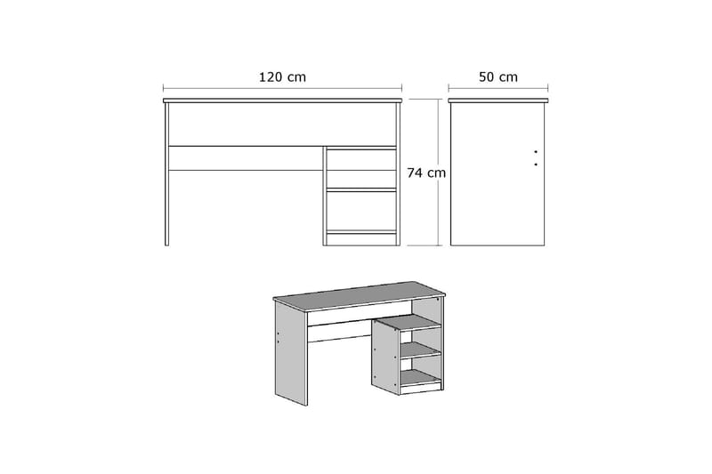 Skrivbord Lalenius 120 cm med Förvaring 2 Hyllor - Vit - Möbler - Bord & matgrupp - Kontorsbord - Skrivbord